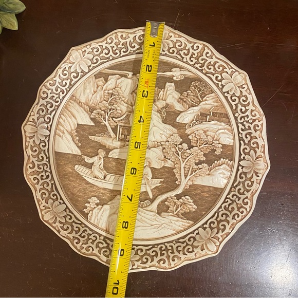 Vintage Ivory Dynasty Plate Carved Resin by Arnart Imports 1982 9.5 in - Picture 7 of 9
